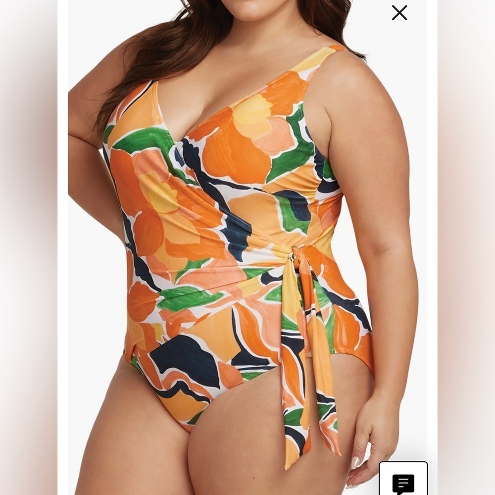 Artesands D/DD underwire one piece Colorful Floral Swimsuit wrap around style
